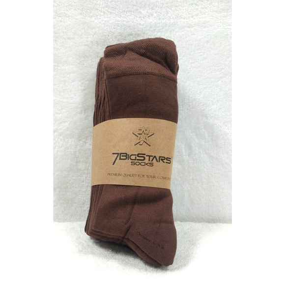 7 Big Stars Men's Shocks Size 13-15 Brown Bamboo Blend Crew Socks 6 Pack NWT - Picture 1 of 4